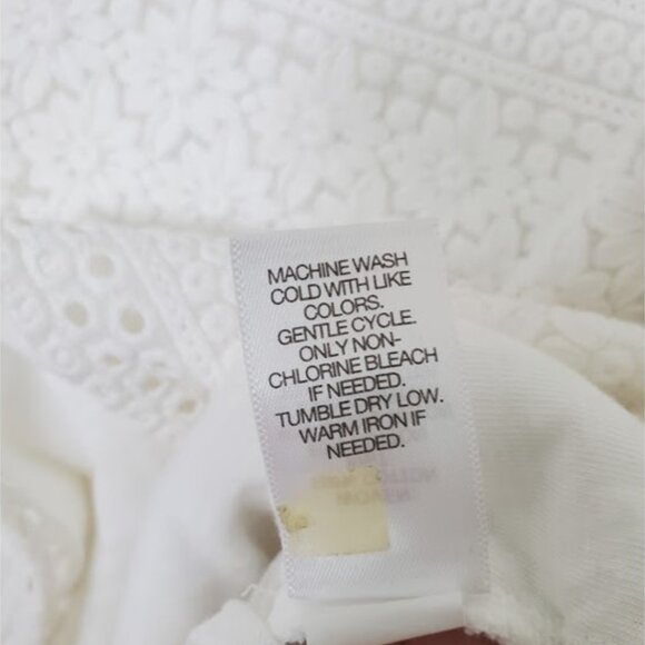 J. Jill White 3/4 Sleeve Tunic Tee w/ Embroidered Front Overlay - Size PL - Picture 9 of 9